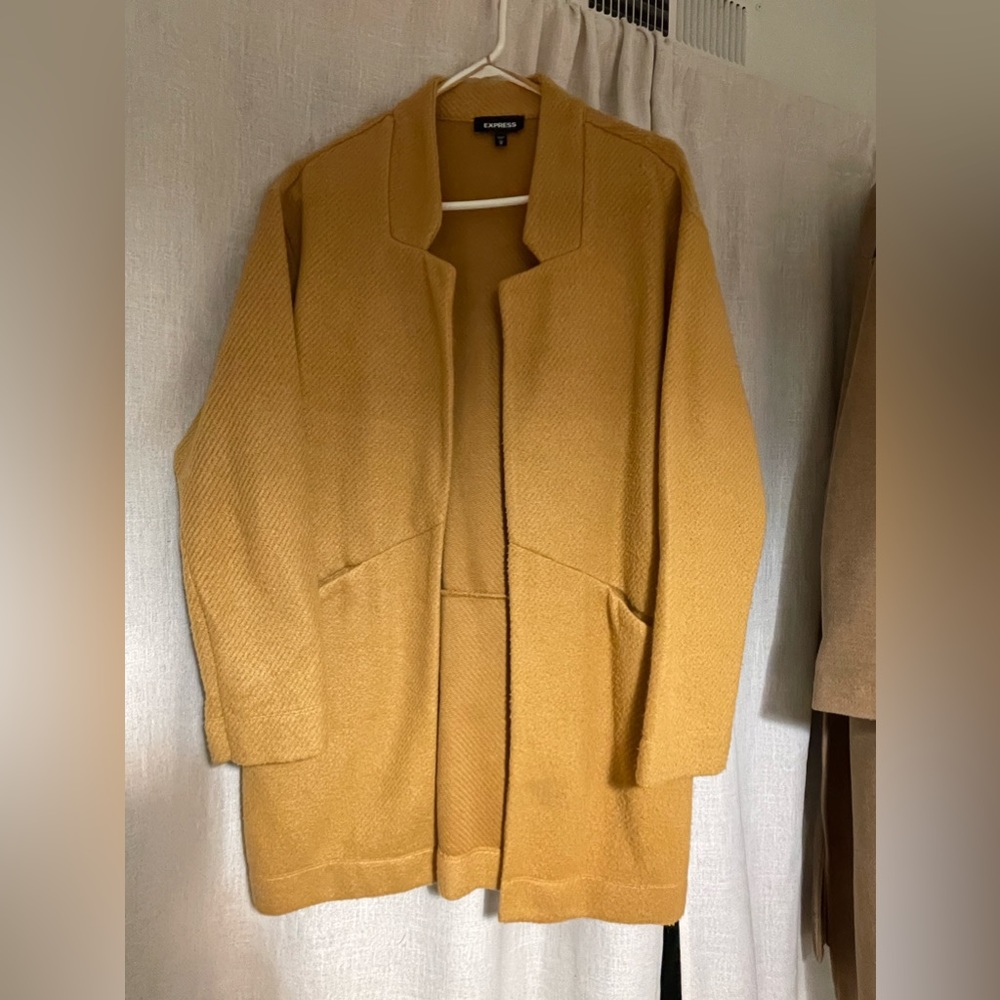 Mustard yellow sweater coat from express
